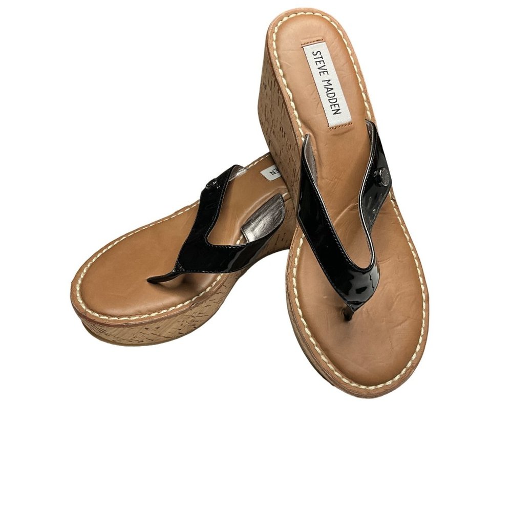 Steve Madden Black Thong Sandals Size 8.5‎